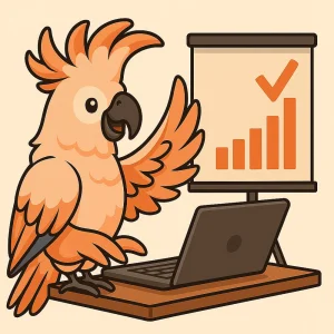 Baby the Cockatoo - The Voice of Ruffled Feathers Social Media Expert and Storyteller Teaching Social Media Growth