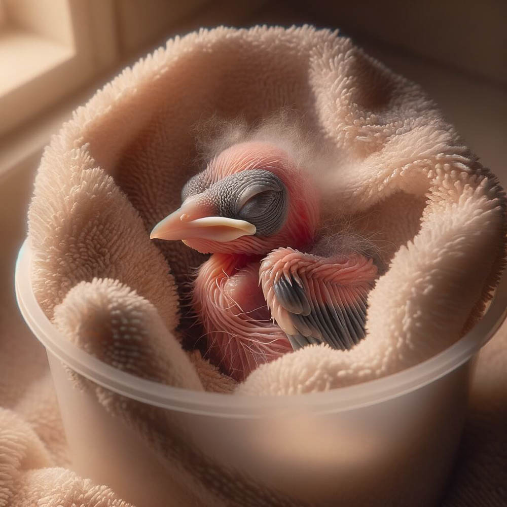 Newborn Baby Bird Rescue - Safe in Warm Towel Newborn Baby Bird Rescue - Safe in Warm Towel