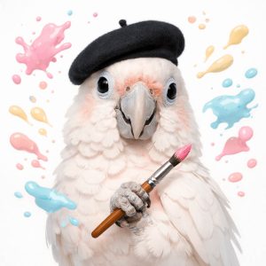 Ghost the Artist – Goffin’s Cockatoo Image Creation Parrotbot