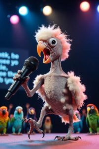 Chloe the DJ Karaoke Parrotbot Spotlight Performance Portrait