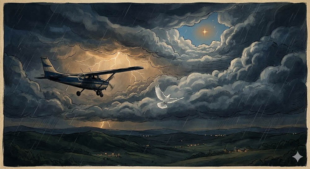 1963 Tennessee Plane Crash Storm Illustration