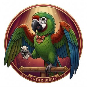 Elvis the ParrotBot Creator Macaw Illustration