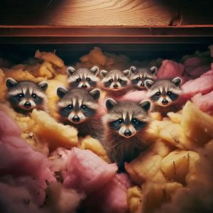 Group of Baby Raccoons Nestled in Warm Rehabilitation Bedding Group of Baby Raccoons Nestled in Warm Rehabilitation Bedding