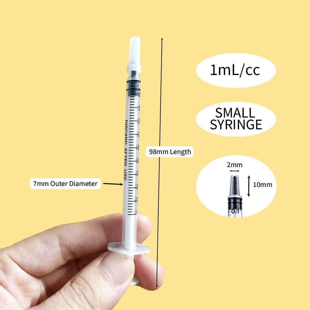 1 ml Oral Syringe Size and Measurement Specifications Diagram