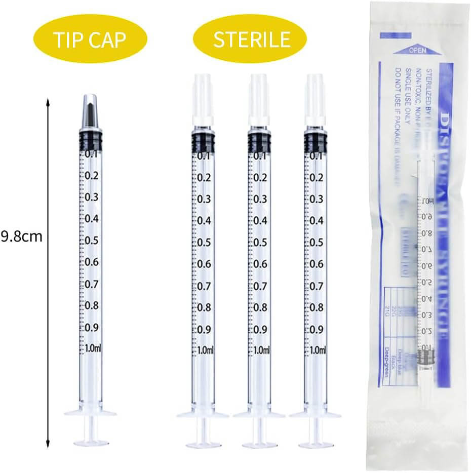 Individually Wrapped 1 ml Sterile Oral Syringes With Protective Caps