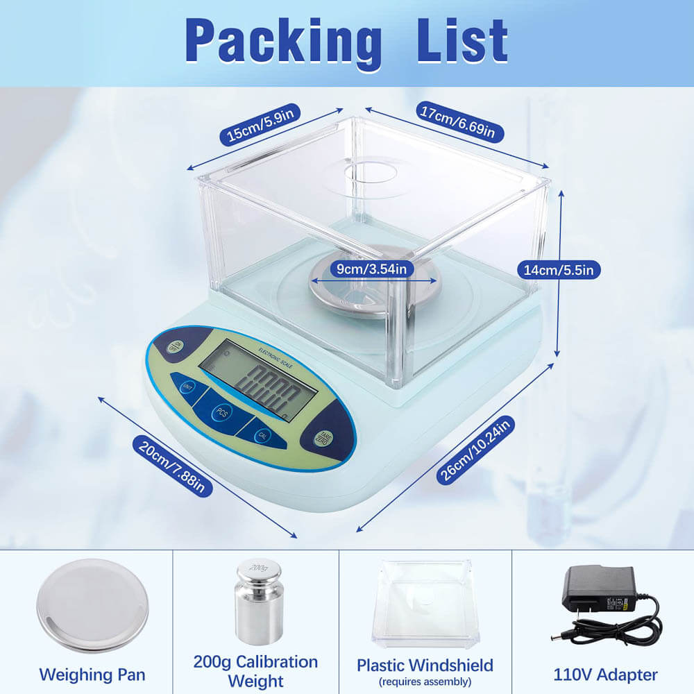 Precision Digital Lab Scale Packing List and Dimensions Overview