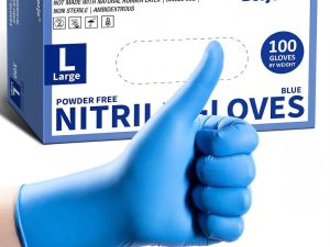 Large Powder-Free Nitrile Gloves Box with Blue Gloved Hand Display
