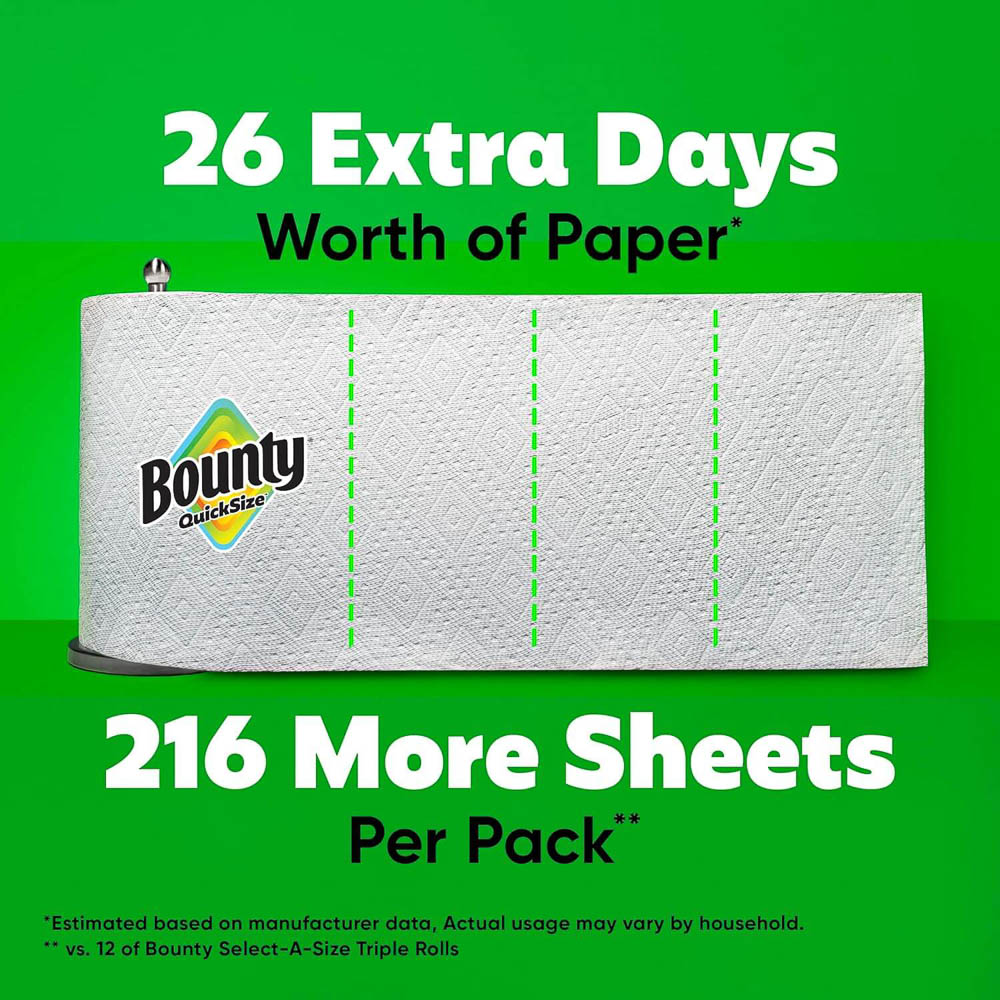 Bounty Quick Size 216 More Sheets Per Pack Graphic