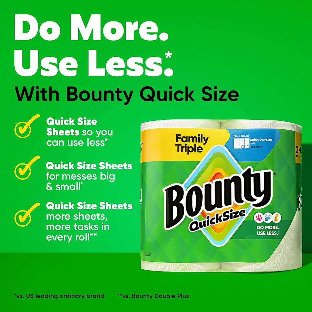 Bounty Quick Size Paper Towels Family Triple Pack Promotional Image