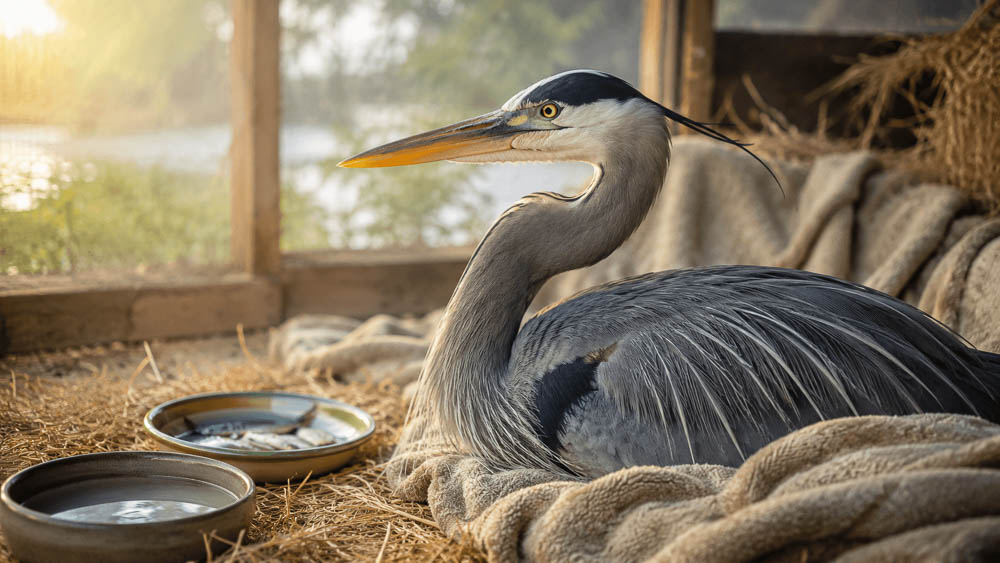 Great Blue Heron in Rehabilitation Care