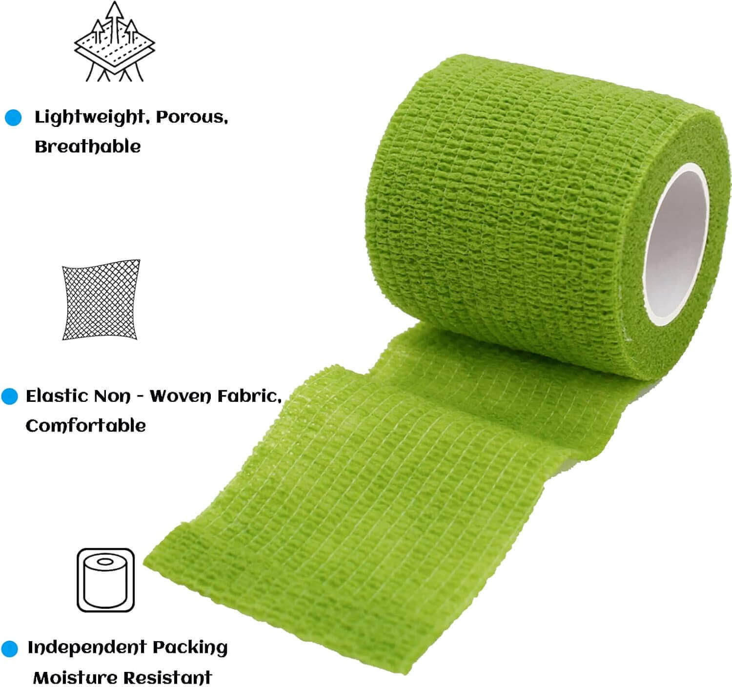 Green Self-Adhesive Cohesive Bandage Wrap Roll Product Image