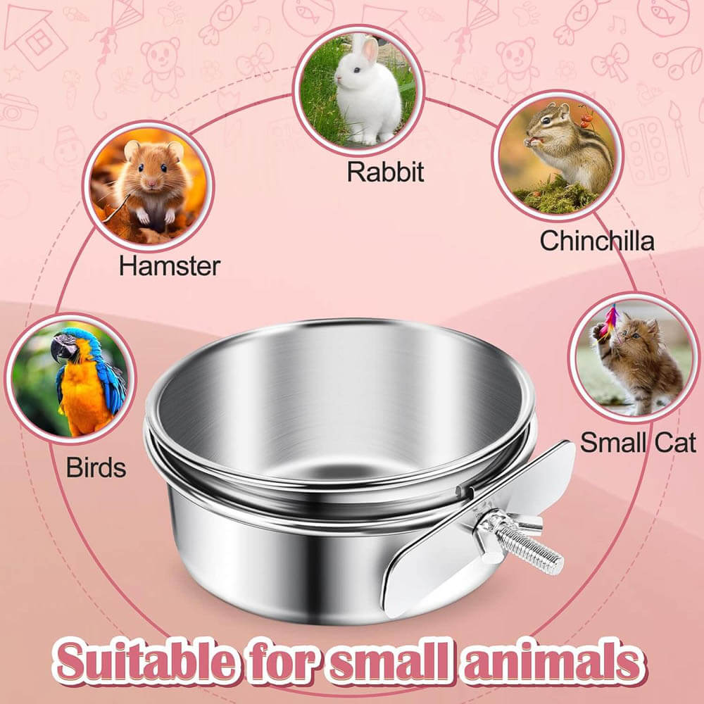 Stainless Steel Clamp-On Bowl Suitable for Small Animals