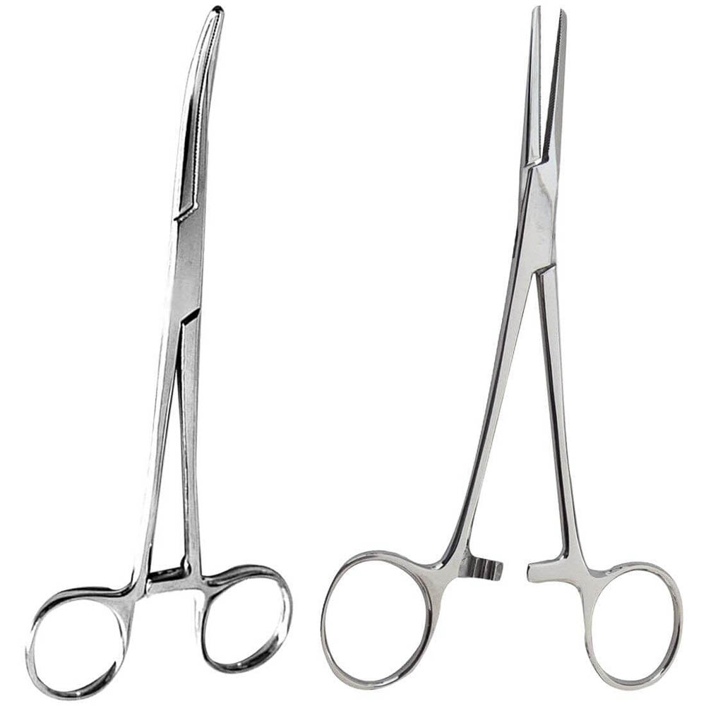 Curved and Straight Stainless Steel Hemostat Forceps