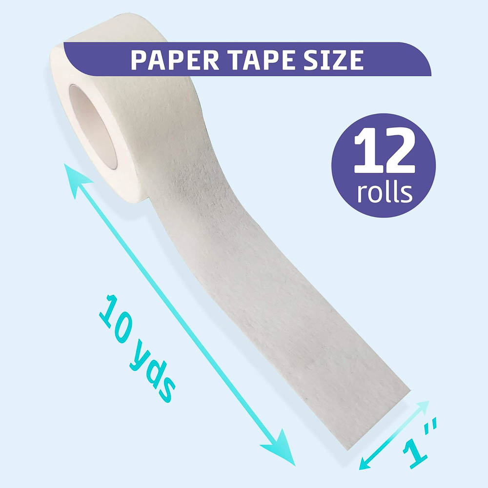 Medical Paper Tape Roll, 1 Inch x 10 Yards, 12 Pack