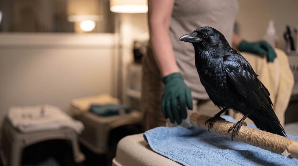 Crow in Wildlife Rehabilitation Care