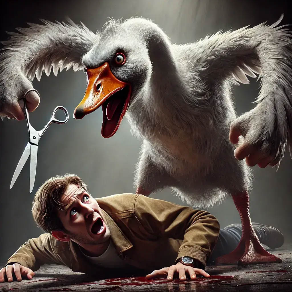 Attack of the Giant Goose: A Surreal Horror Illustration Attack of the Giant Goose: A Surreal Horror Illustration