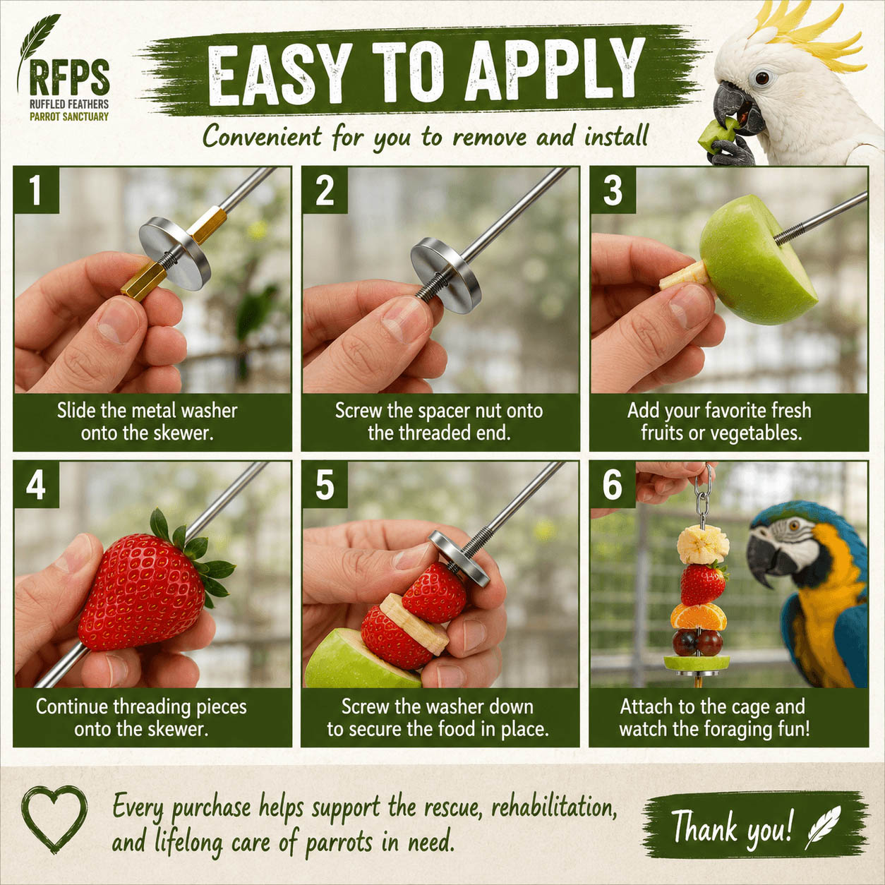 How to Use Stainless Steel Bird Food Skewers, Step-by-Step Installation Guide