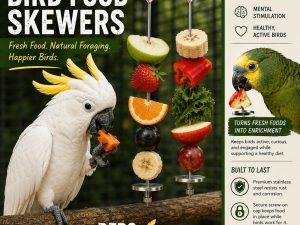 Stainless Steel Bird Food Skewers for Parrots, Product Lifestyle Image