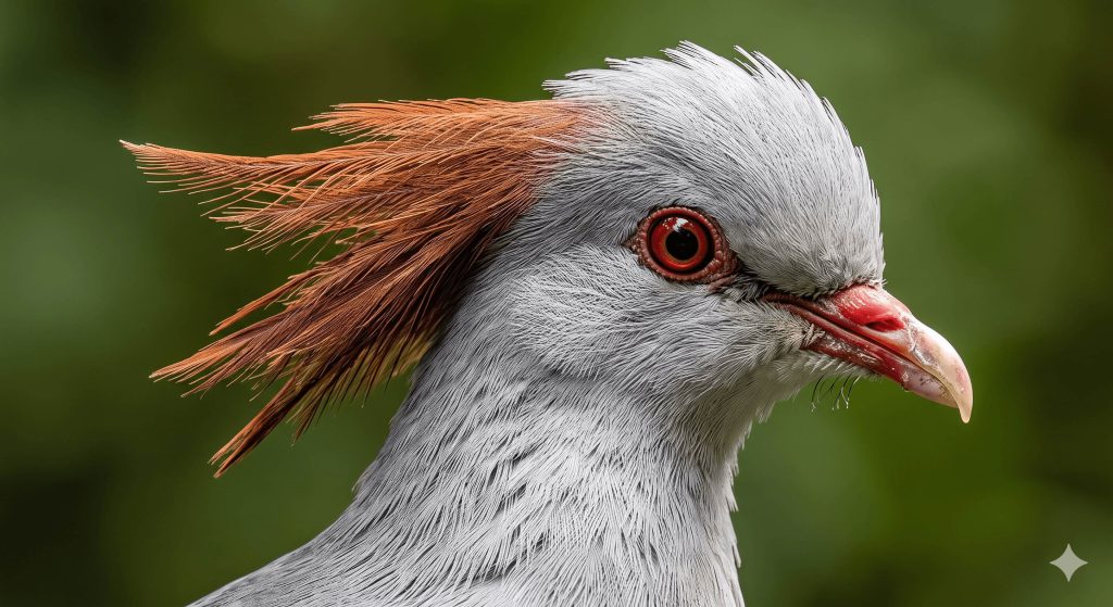 Topknot Pigeon Close-Up Portrait Showcasing Its Distinctive Crest Topknot Pigeon Close-Up Portrait Showcasing Its Distinctive Crest