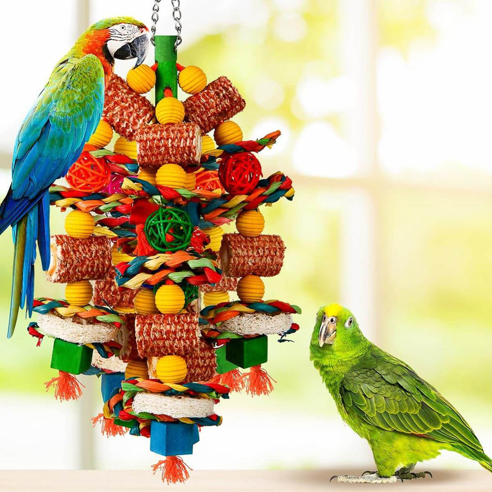 Colorful Corn Cob Enrichment Toy for Large Parrots