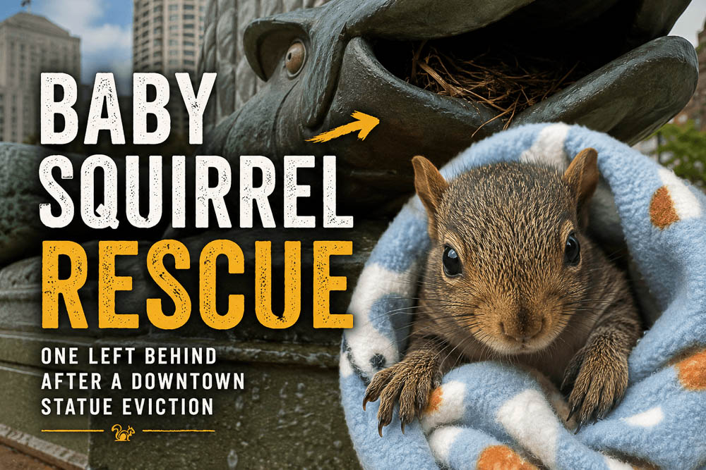 Baby Squirrel Rescue After Downtown Statue Eviction