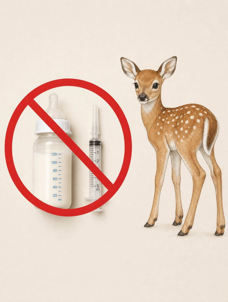 Never Feed a Fawn Milk or Formula Wildlife Education Graphic Never Feed a Fawn Milk or Formula Wildlife Education Graphic