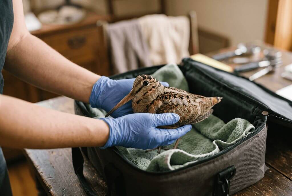 Misty the American Woodcock During Wildlife Rehabilitation Transfer Misty the American Woodcock During Wildlife Rehabilitation Transfer