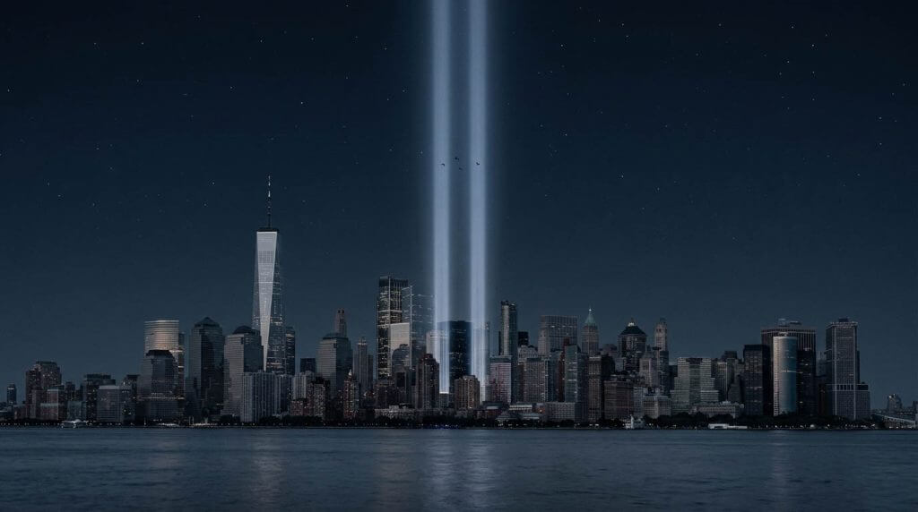 Tribute in Light Over New York City Skyline Tribute in Light Over New York City Skyline