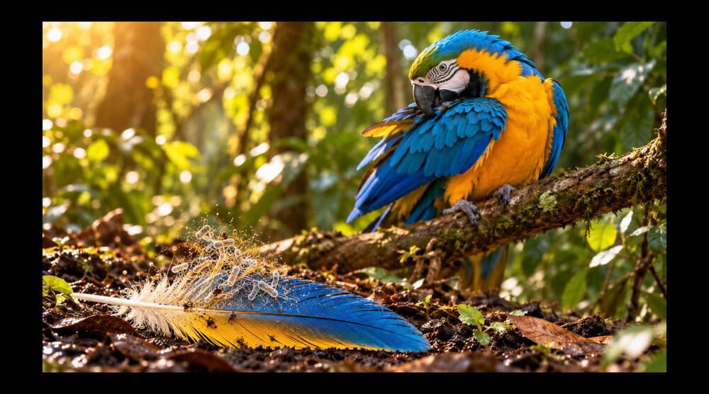 Blue-and-Yellow Macaw in Forest Setting