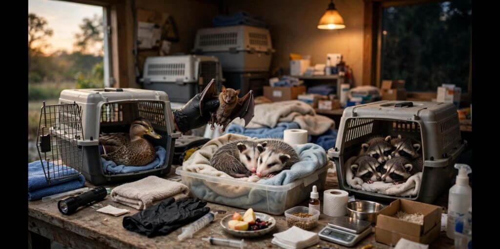 Wildlife Rescue Room with Various Animals